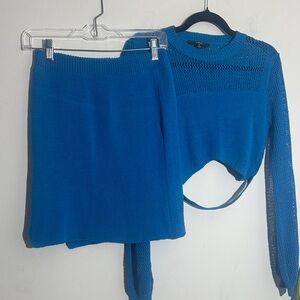 Lulu's Blue Knit Sweater and Skirt Set